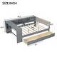 preview thumbnail 5 of 11, Grey Wood Full Size Platform Bed with Desk, Storage Shelves and Upholstered Headboard