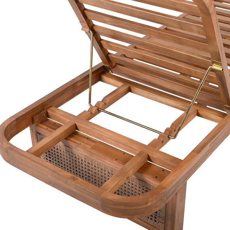 Christopher Knight Home - Modern Outdoor Solid Acacia Wood Lounge Chair Set with Adjustable Recline and Side Table - 80.50"L