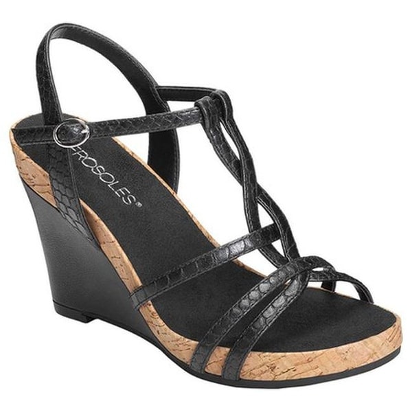 aerosoles black wedge sandals