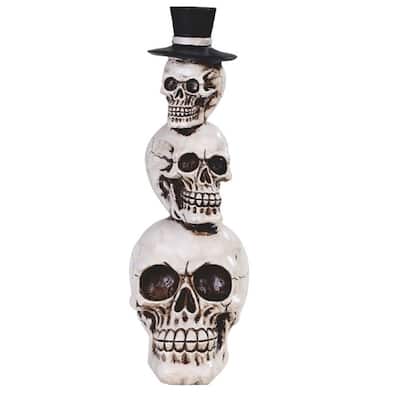 Q-Max 9"H Stacked Skulls with Top Hat Statue Fantasy Decoration Figurine