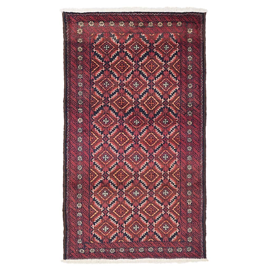 ECARPETGALLERY Hand-knotted Teimani Red Wool Rug - 3'2 x 5'5