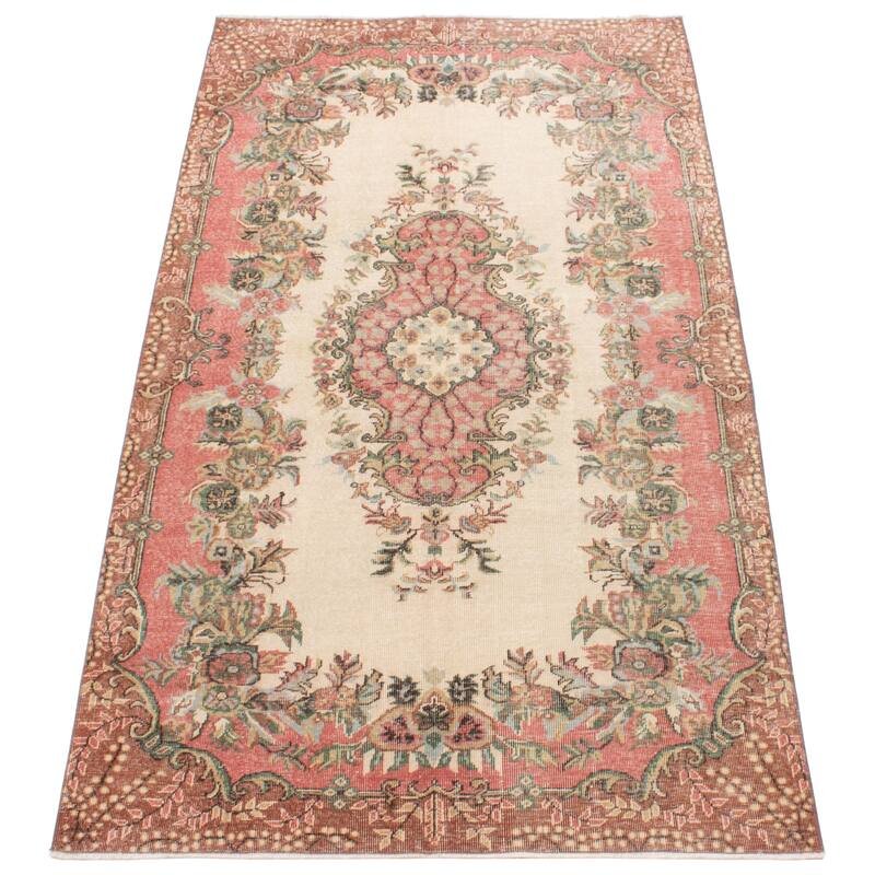 ECARPETGALLERY Hand-knotted Antalya Vintage Beige Wool Rug - 5'1 x 9'0