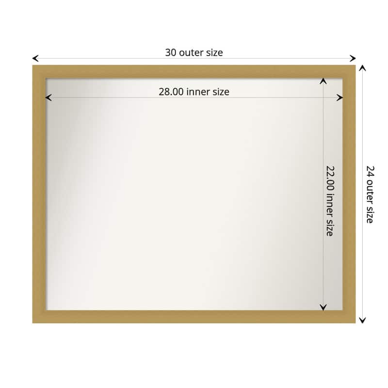 Non-Beveled Bathroom Wall Mirror - Grace Brushed Gold Narrow Frame - 30 x 24 in - Grace Brushed Gold Narrow