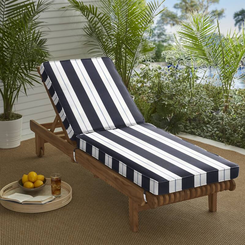 Sorra Home Sunbrella Outdoor Chaise Lounge Cushion - Sunbrella - Relate Harbor - 73 in L x 24 in W x 3 in D