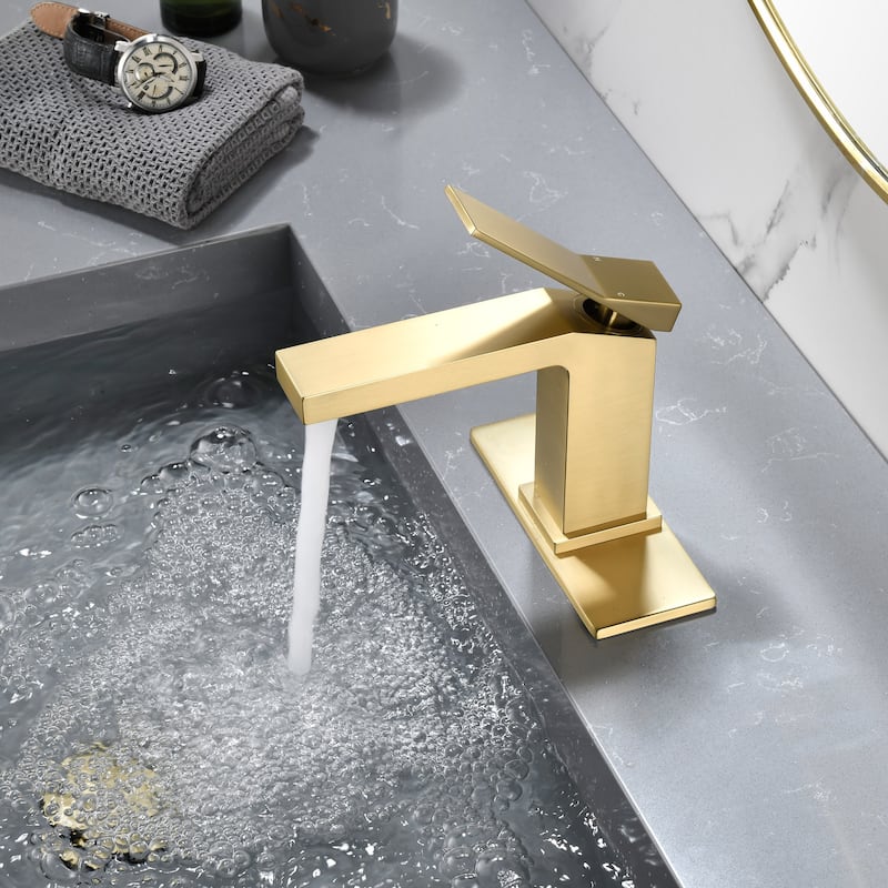 Single Handle Bathroom Faucet with Pop-up Drain 1 Hole Brass Modern Bathroom Sink Basin Faucets