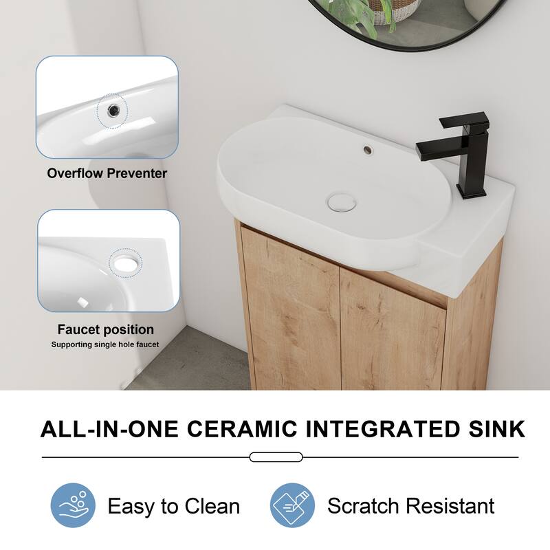 BNK 23'' Bathroom Vanity with Sink, Freestanding Bathroom Vanity with Soft Close Doors & Shelf ﻿