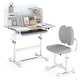 preview thumbnail 2 of 28, Costway Kid’s Study Desk & Chair Set with Tilt Desktop, Pen Holder & - See Details Grey