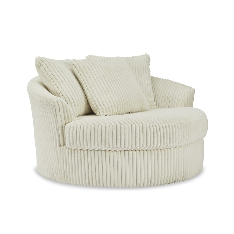 Signature Design by Ashley Lindyn Ivory Oversized Swivel Accent Chair - 58"W x 55"D x 36"H