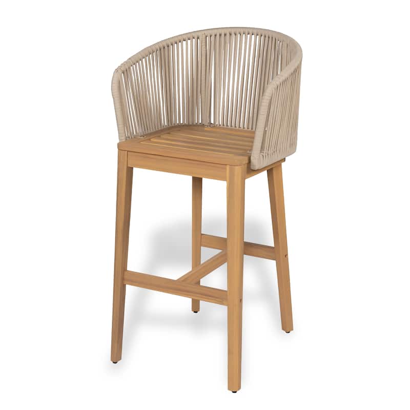Christopher Knight Home- Eulalia Acacia Wood Patio Bar Stool (Set of 2)