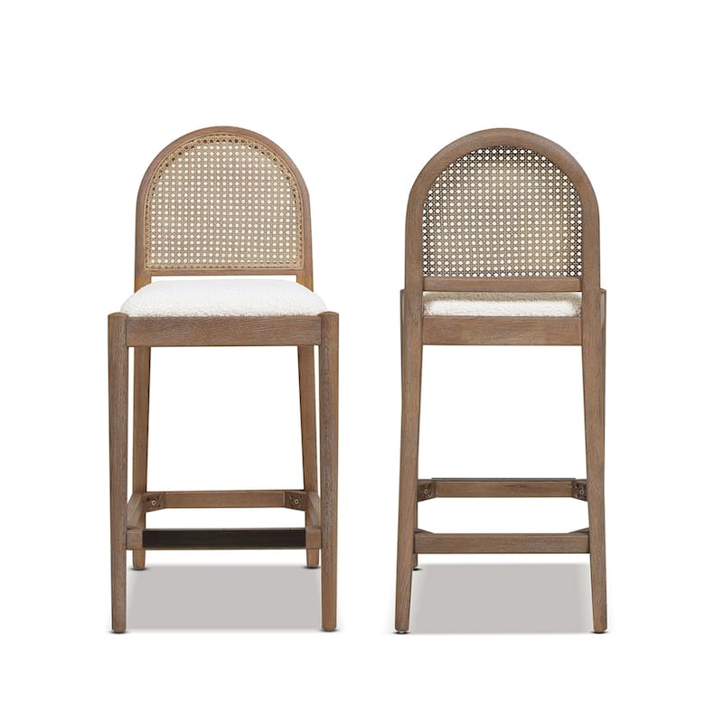 Panama Arched Cane Rattan Counter and Bar Stool (Set of 2)