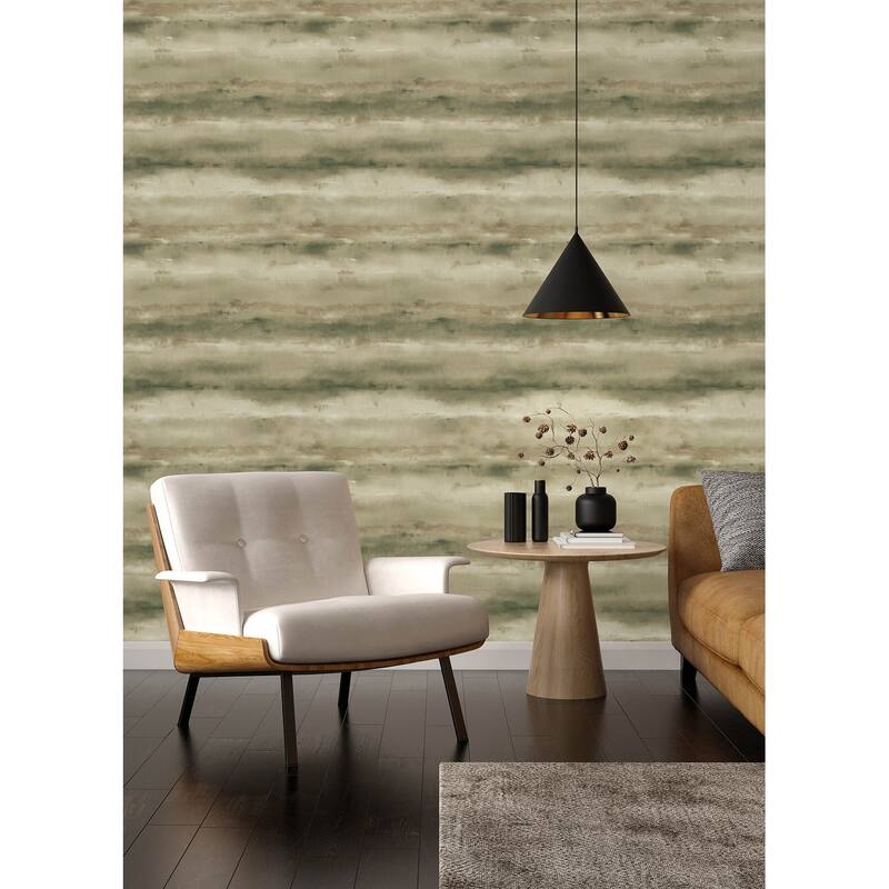 A-Street Prints Ayla Green Abstract Stripe Wallpaper