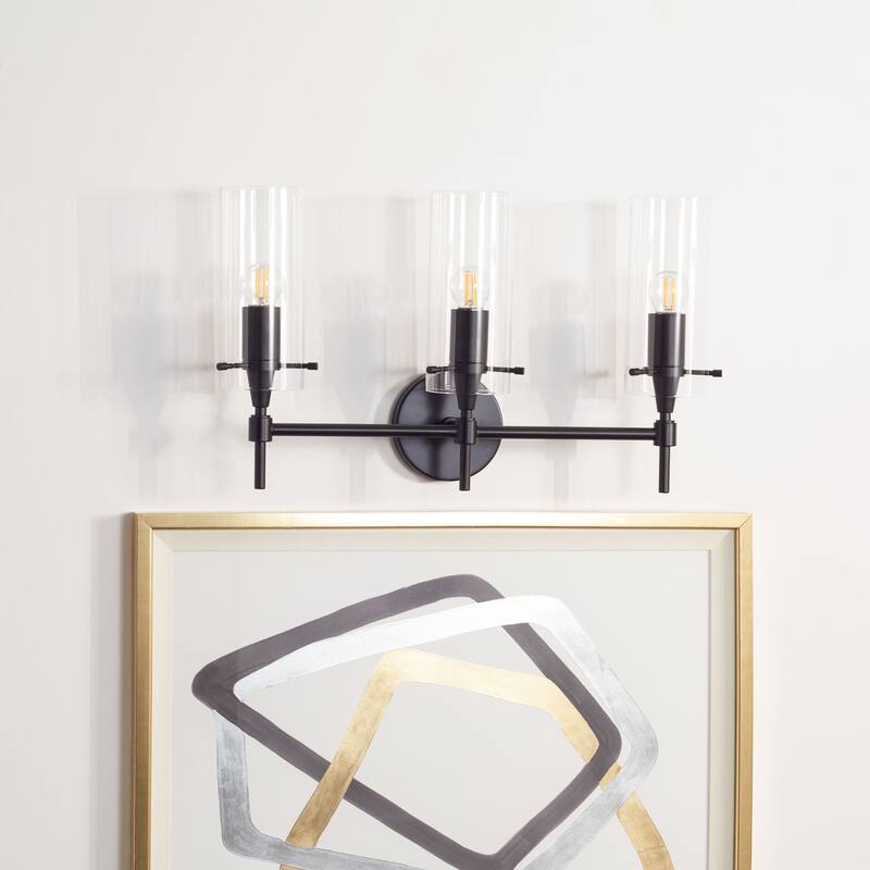 SAFAVIEH Lighting Annarosa 3-Light Led Vanity Sconce - 20.7" W x 5.3" L x 12.6" H - 21Wx5Dx13H - Matte Black
