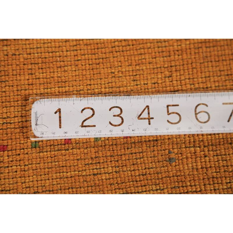 Orange Gabbeh Modern Area Rug Hand-Knotted Wool Carpet - 5'3" x 8'0"