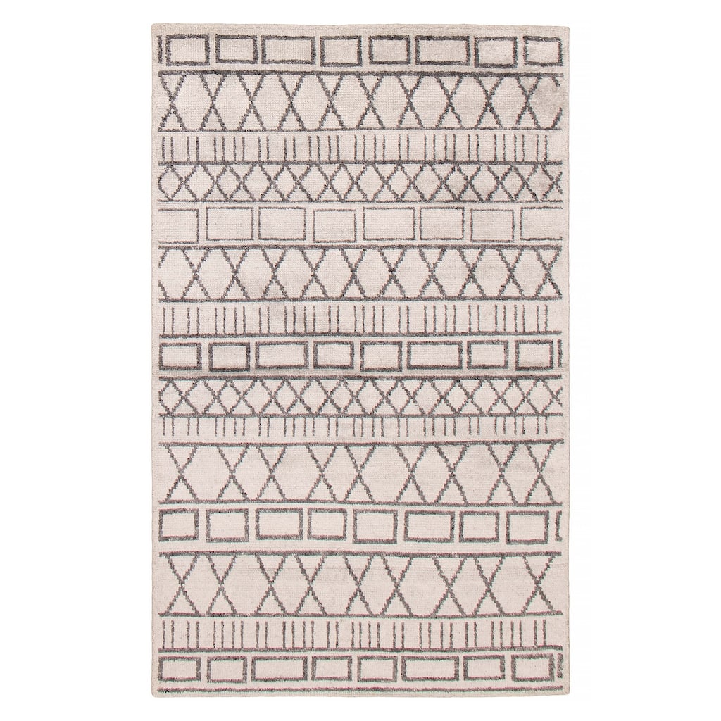 ECARPETGALLERY Hand-knotted Tangier Light Grey Silk Rug - 4'11 x 8'0