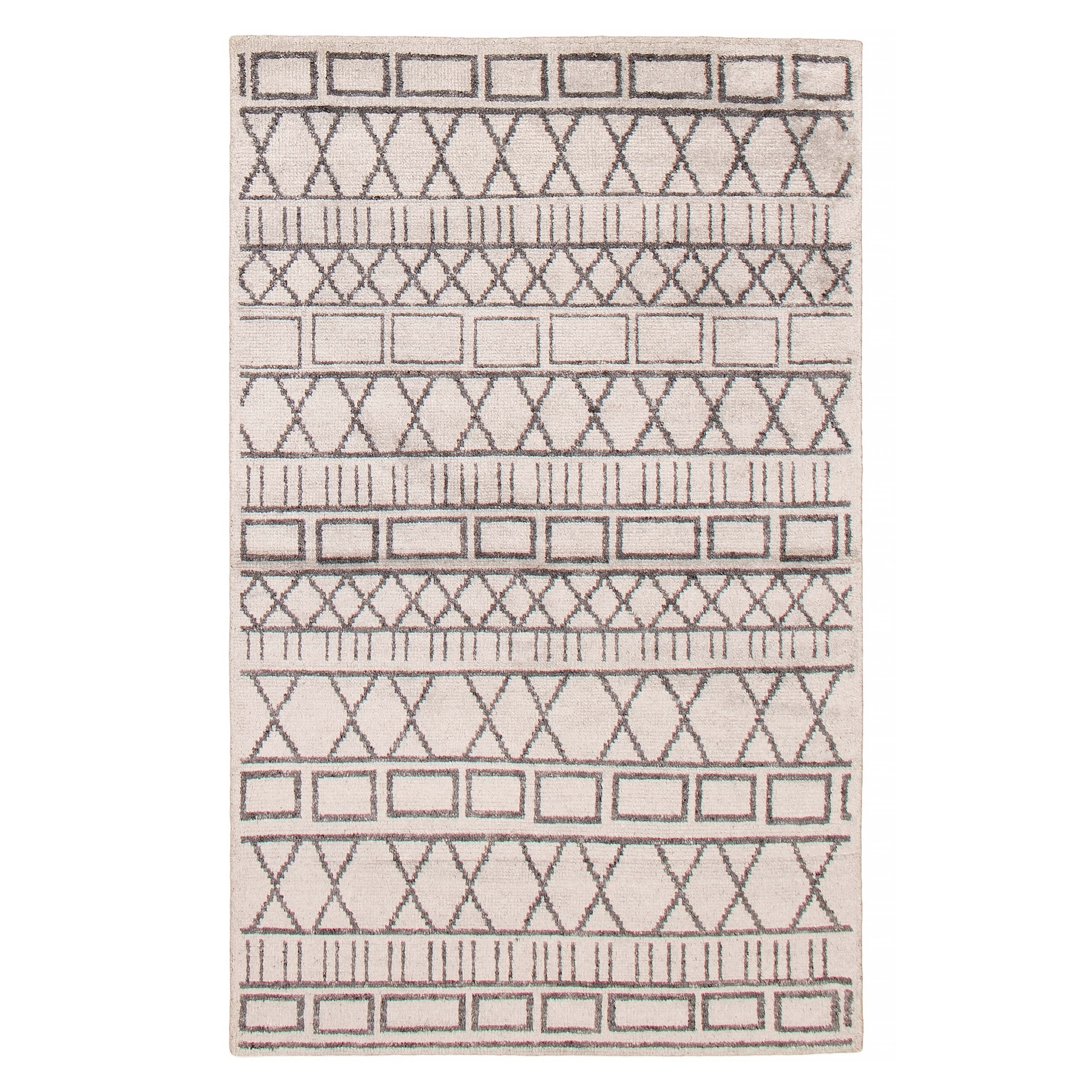 ECARPETGALLERY Hand-knotted Tangier Light Grey Silk Rug - 4'11 x 8'0