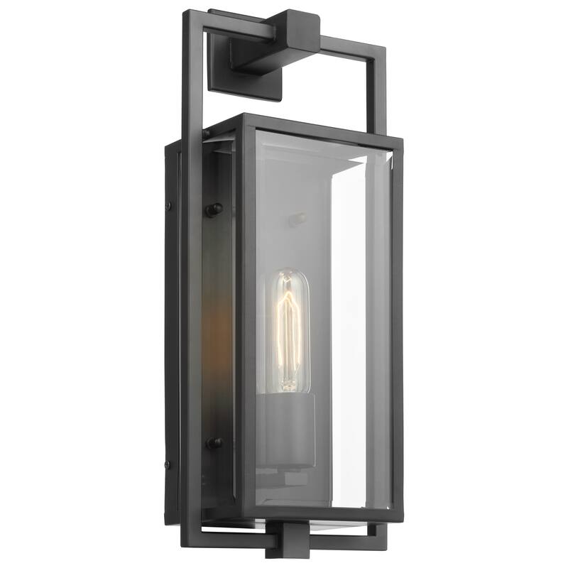 Exhibit 1 Light Medium Wall Lantern Matte Black Finish with Clear Beveled Glass