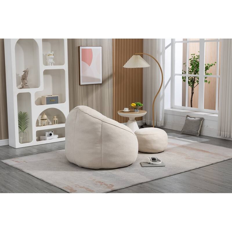 Bean Bag Chair w/Foot Stool in Multiple Colors, Giant Foam-Filled Furniture-Maximum Comfort Bean Bag