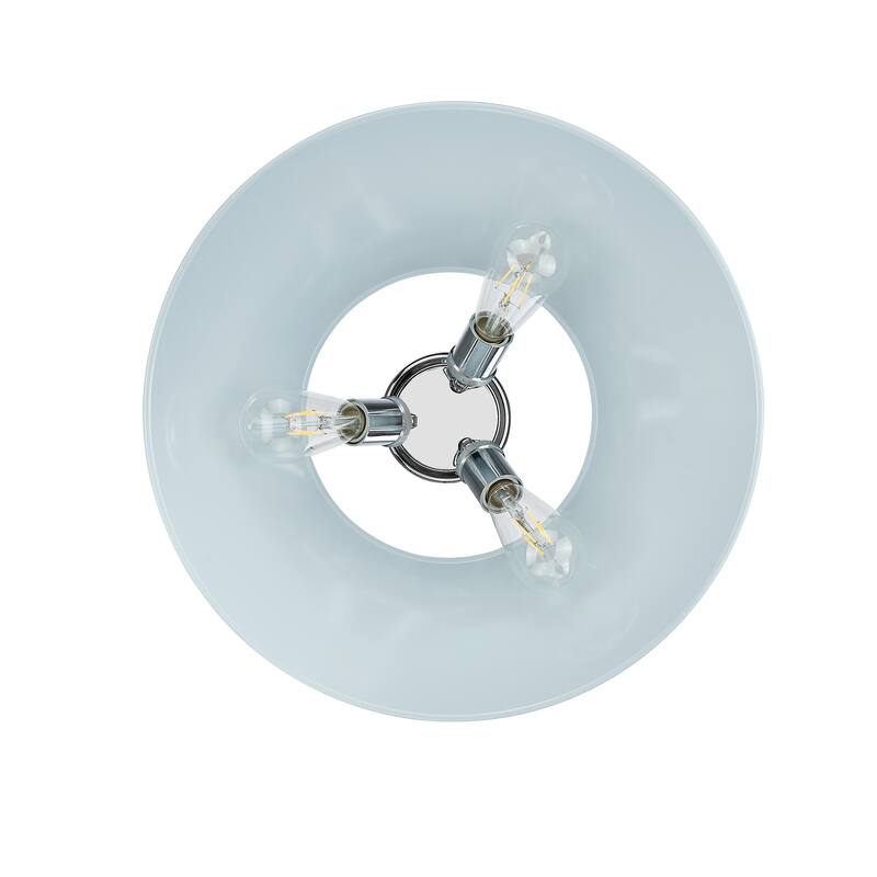 Yep by Golden Lighting Orwell 3-light Flush Mount in Chrome and Dusky Blue shade - Silver