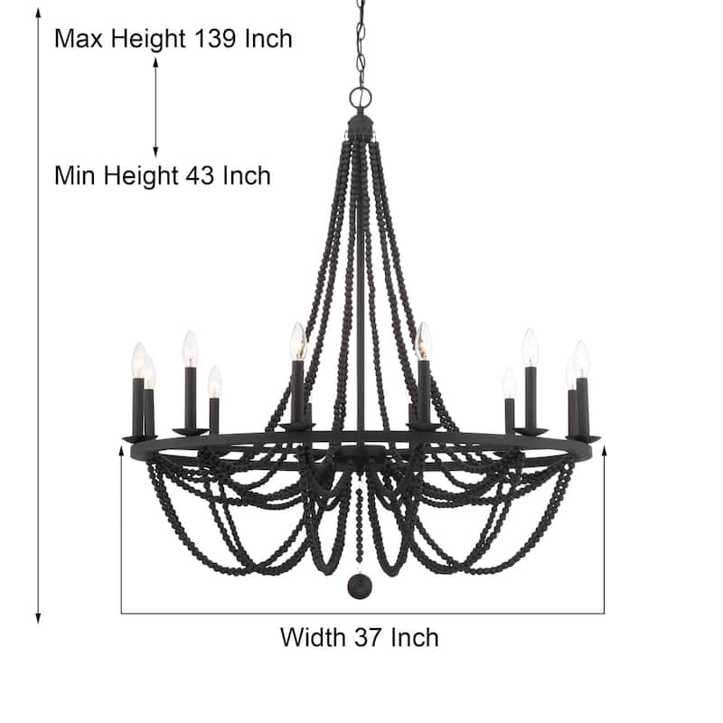 Cauhu 12-light Farmhouse Empire Beaded Chandelier - N/A