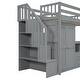 preview thumbnail 55 of 110, Twin/Full Size Loft Bed with Storage Staircase, Wardrobe and Desk, Solid Wood Loft Bedframe with 2 Storage Drawers and Shelves