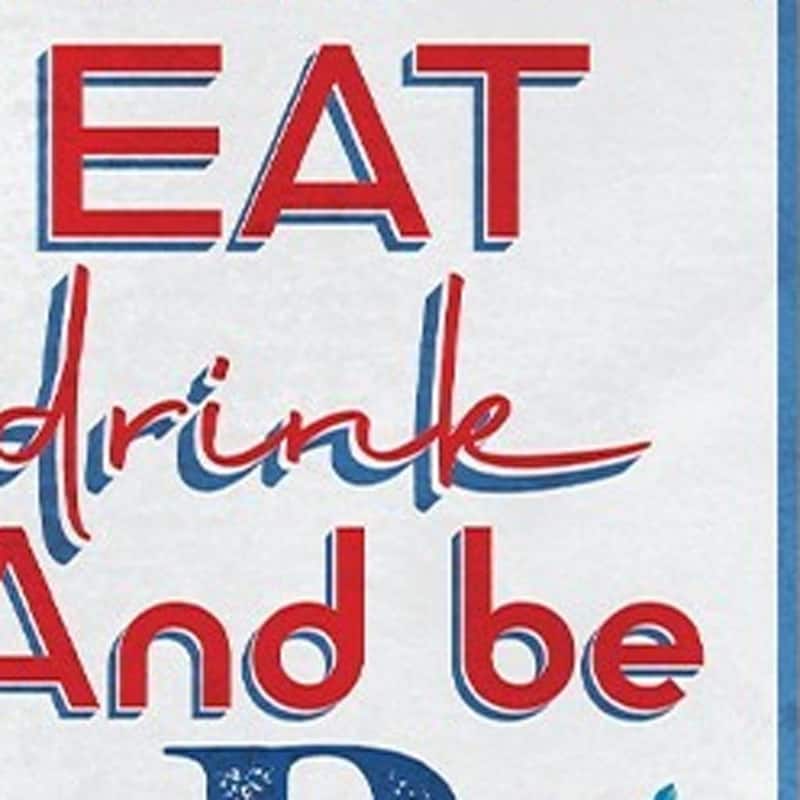 HomeRoots 36" Red White And Blue Solid Wood Eat Drink And Be Patriotic Porch Sign