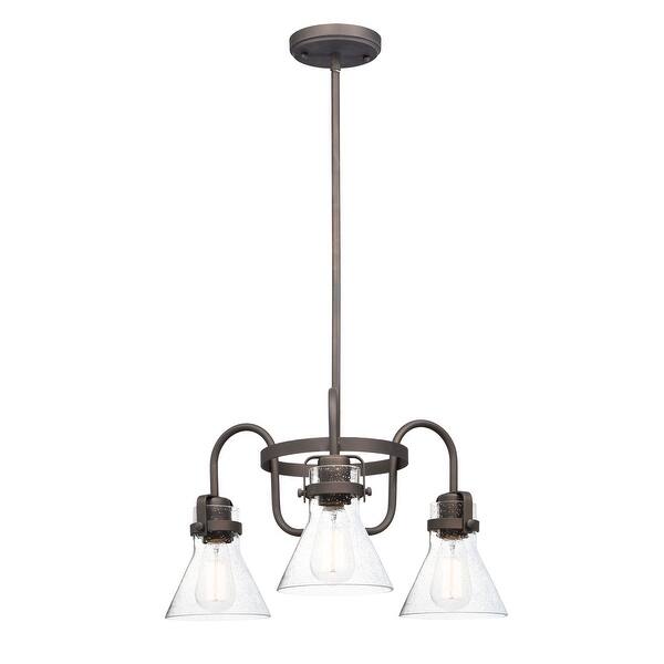 slide 1 of 1, Seafarer 3-light 21.5" Wide Steel Chandelier oil rubbed bronze / bulb(s) included