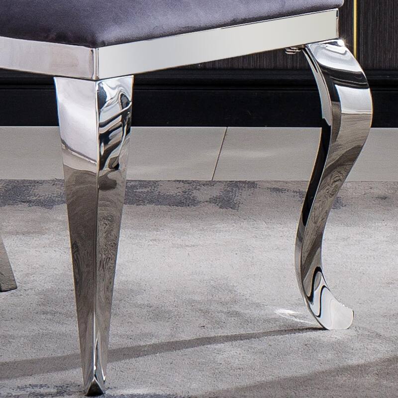 Set of 2 Unique Design Backrest Dining Chair with Stainless Steel Legs