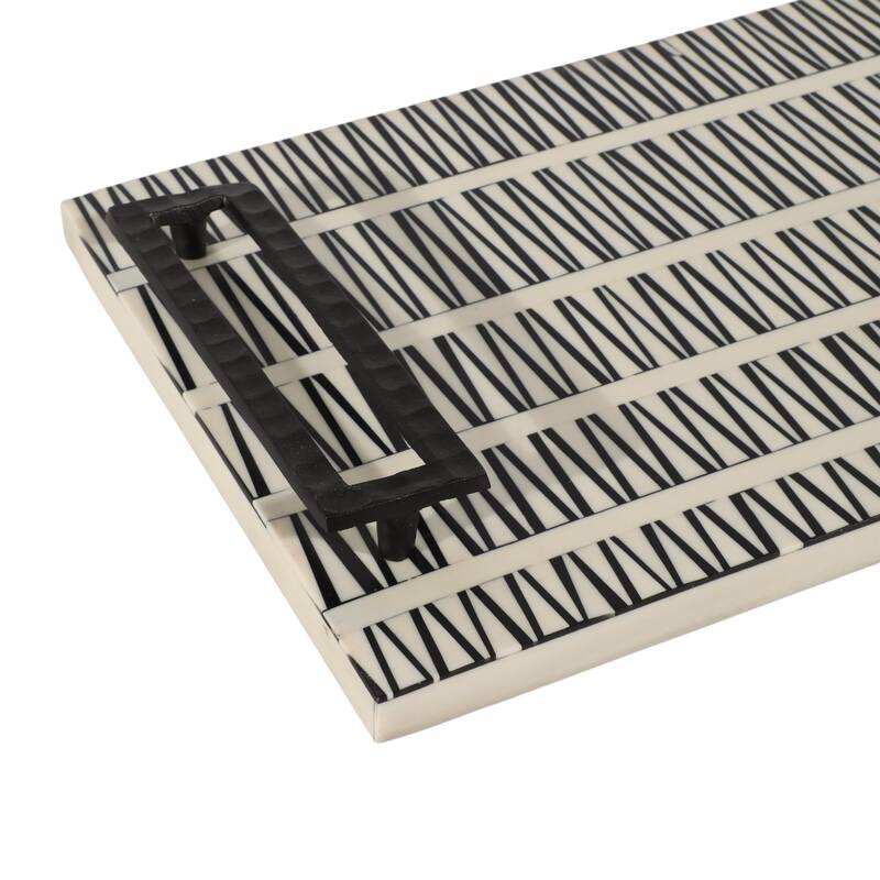 Wood Handled Decorative Trays Set of 2 - Black, 18" - 22.0"