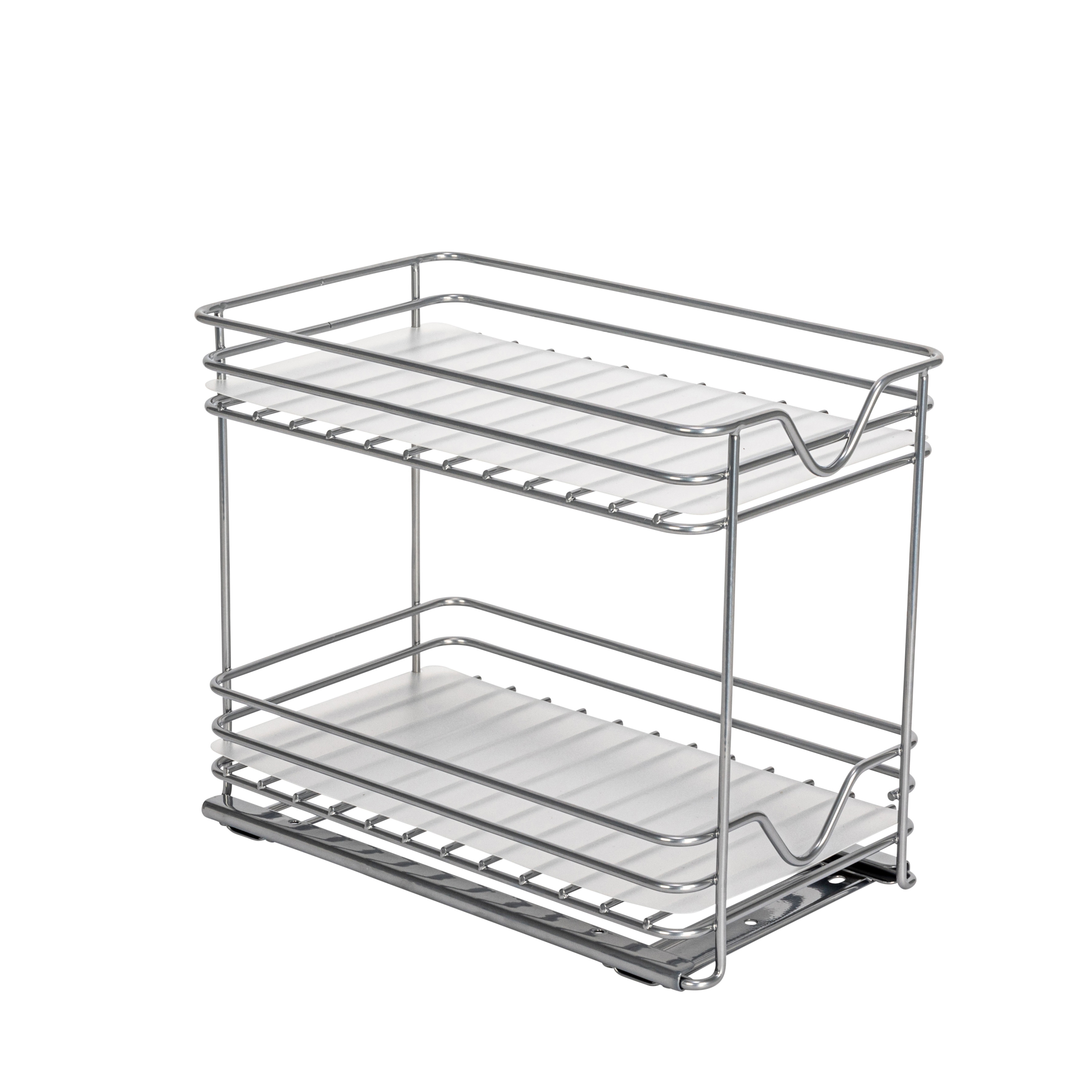 2 Tier Brushed Nickel Spice Rack Organizer Sliding Pantry Organizer