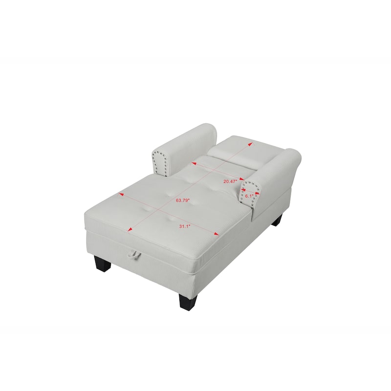 Chaise Lounge Indoor Sleeper Sofa Bed Chair Upholstered Lounge Chair for Bedroom Living Room with Rivets