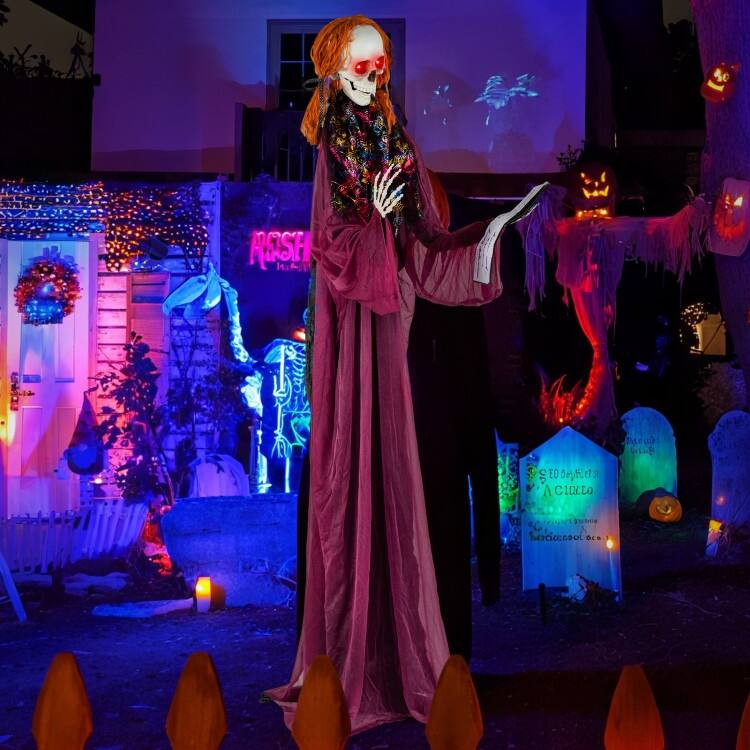 Purple Metal Fabric Animated Halloween Prop with Sound and Motion