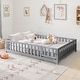 preview thumbnail 22 of 27, Montessori Floor Bed for Toddlers Full Size Floor Platform Bed with Safety Fence, Fun Small Door and Support Slats
