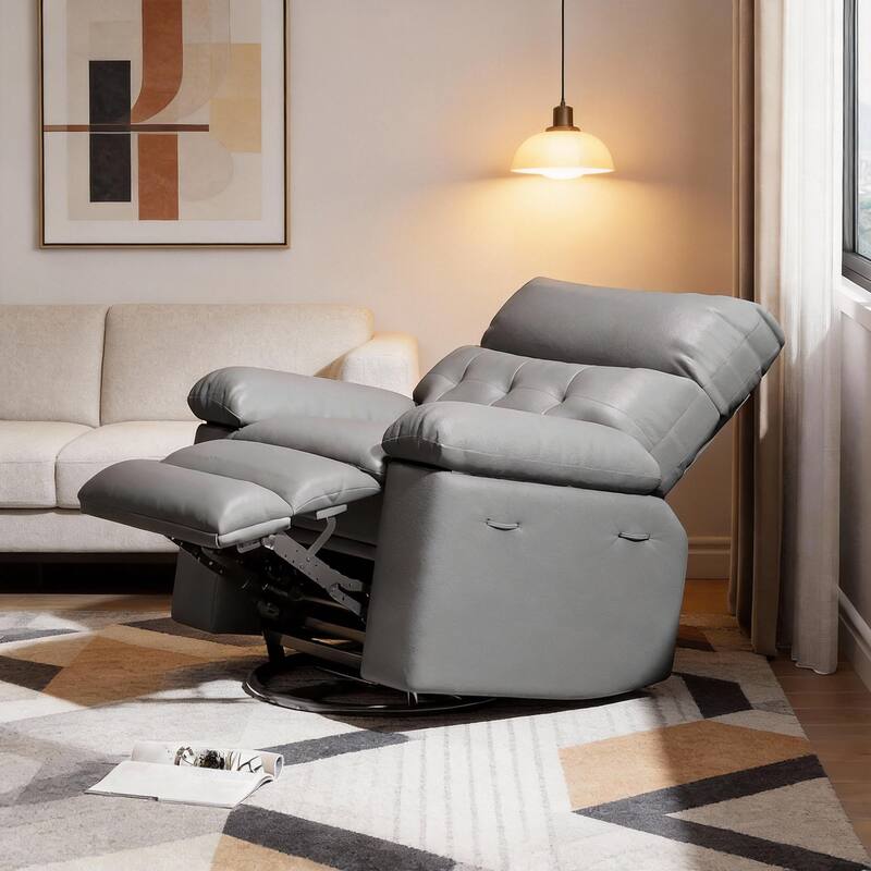 26.77"W Oversized Extra Wide Manual Recliner Chair, with Overstuffed Arms & Back Support - Grey