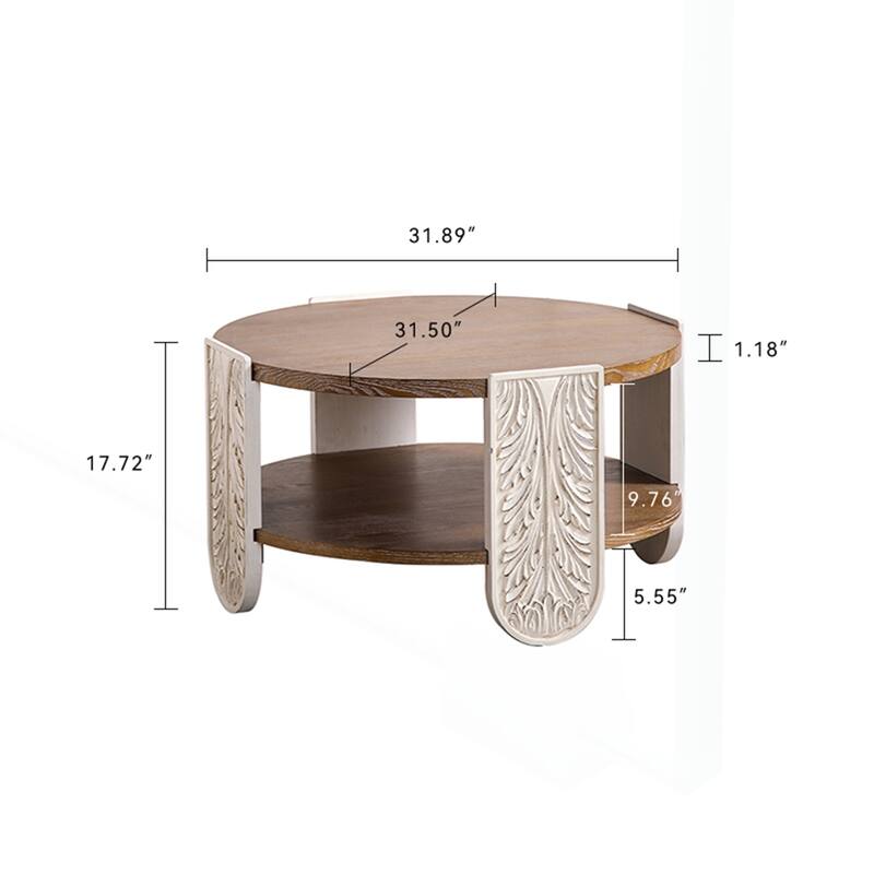 Exquisite Carved Wooden Side Table with Dual-Layer Storage for Various Rooms