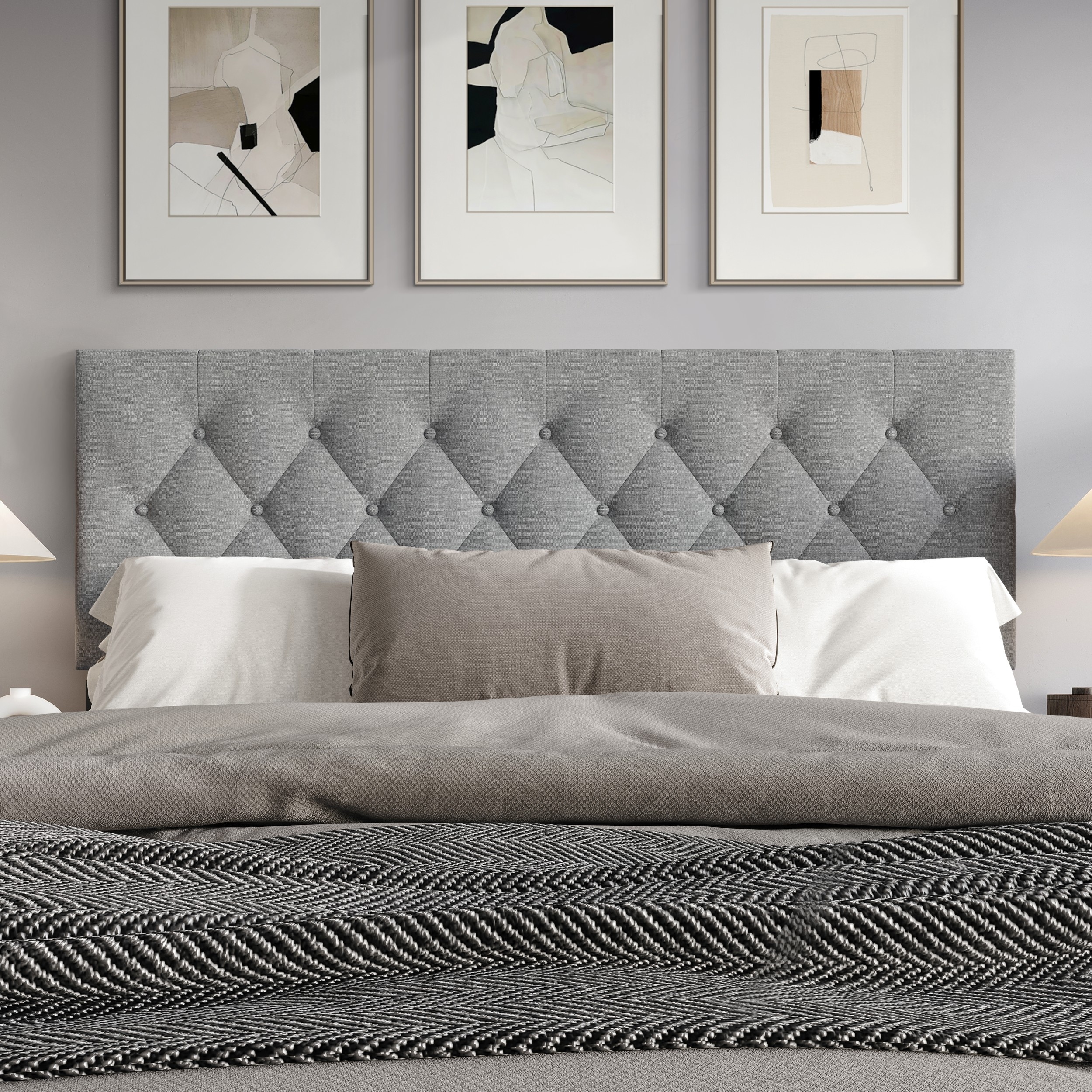 Clayfell Gunnison Linen Upholstered Headboard with Button Tufted Design