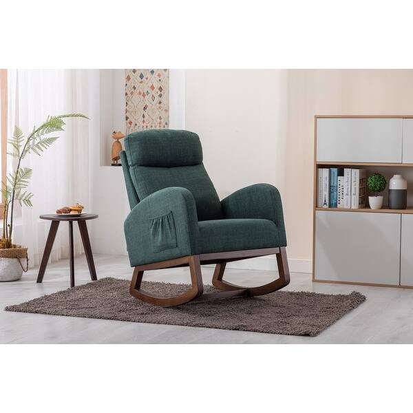 Comfortable Ergonomic Rocking Chair with High Backrest and Cozy Armrest