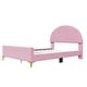 preview thumbnail 26 of 52, Bedroom Velvet Fabric Bed Frame with Classic Semi-circle Shaped Headboard and Metal Legs, Upholstered Platform Bed for Kids