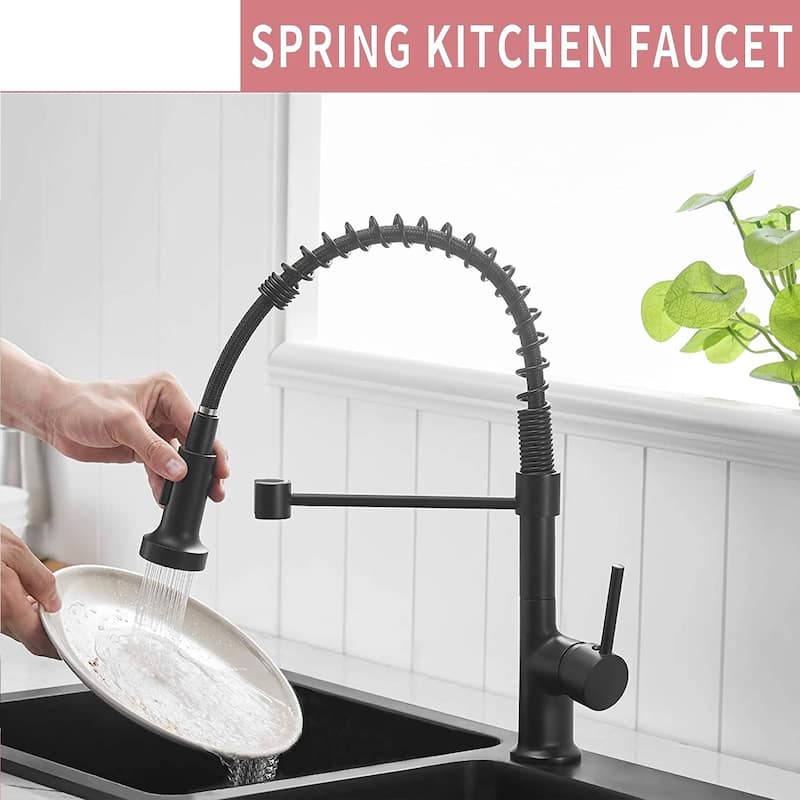 Commercial Kitchen Sink Faucet With Pull Down Sprayer Kitchen Faucets Single Handle Spring High Arc Mixer Faucets With Valve