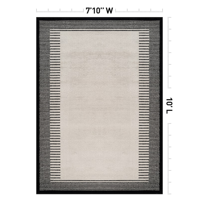 World Rug Gallery Modern Abstract Bordered Area Rug for Living Room, Bedroom, or Entryway - Low Pile Indoor Rug