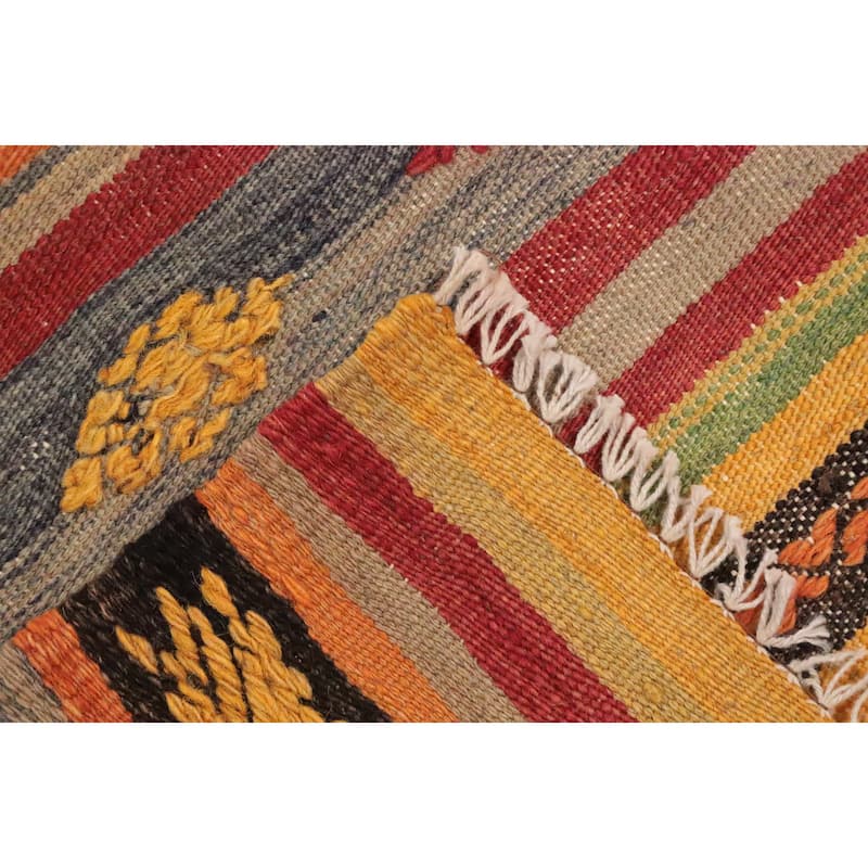 Hand Woven Oriental 100% Wool Carpet Southwestern Tribal Multi-Colored Kilim Area Rug - 9' 6'' X 5' 1''
