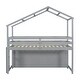 preview thumbnail 9 of 8, Gray Twin Size Wood House Loft Bed with Roof Frame, Under Bed Shelving Storage Unit, Guardrails, Ladder