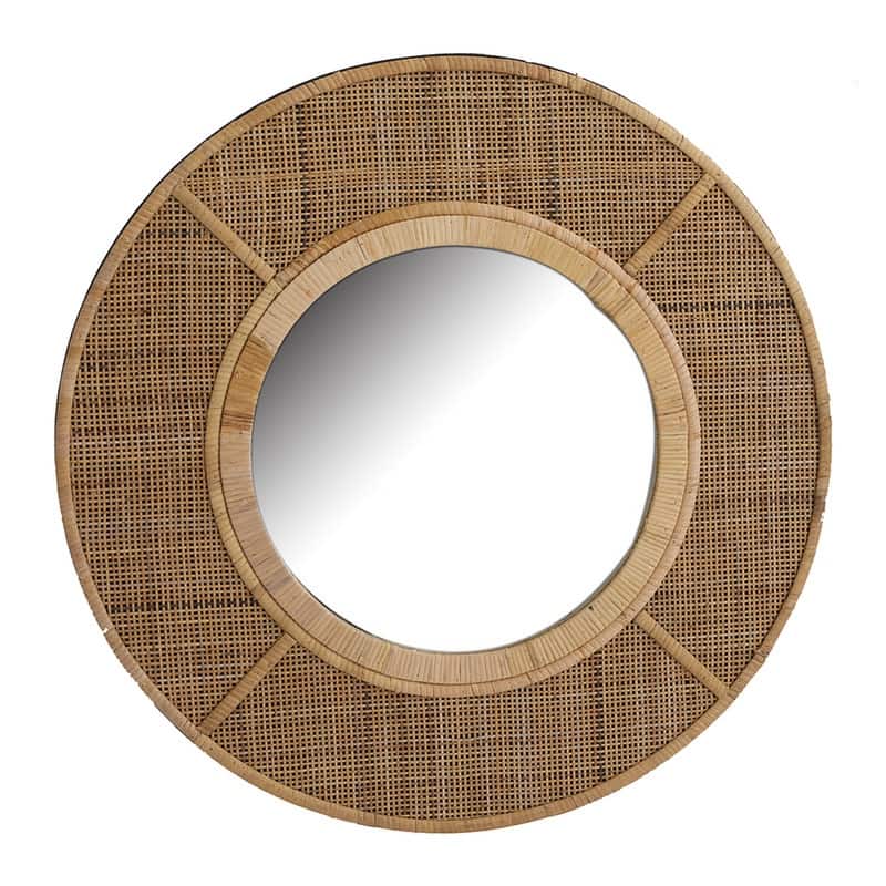 Maraya Rattan Round Boho Wall Mirror - 28.25"H x 28.25"W x 1.75"D