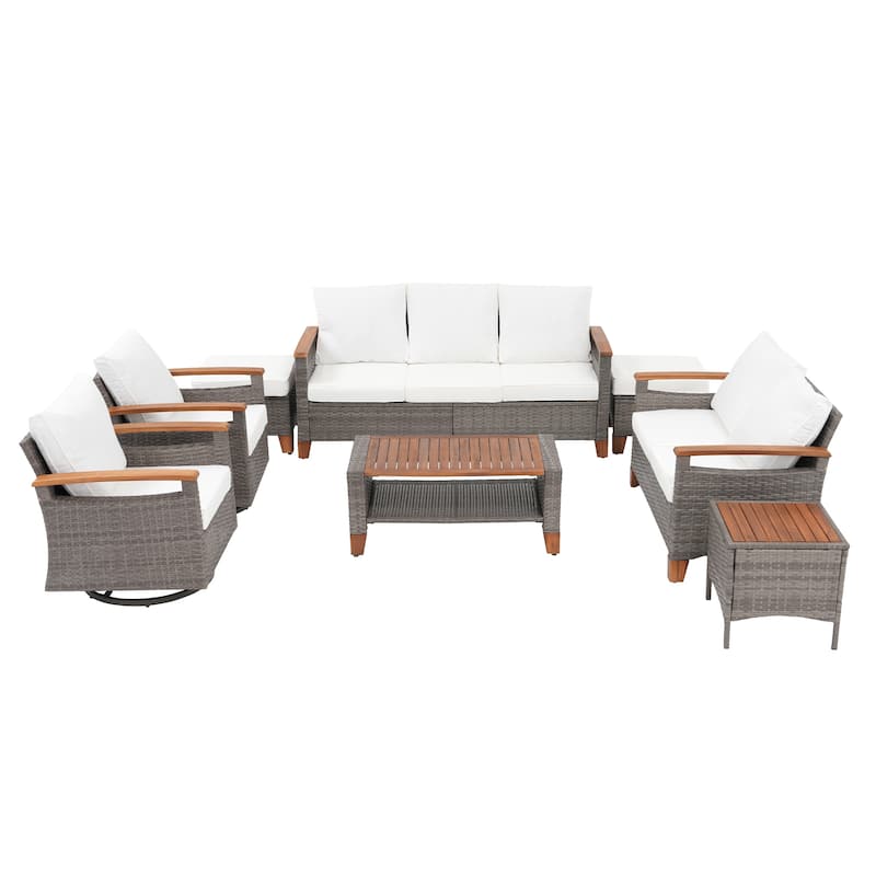 Outdoor 8-piece Sofa Set With Swivel Chair Patio Furniture