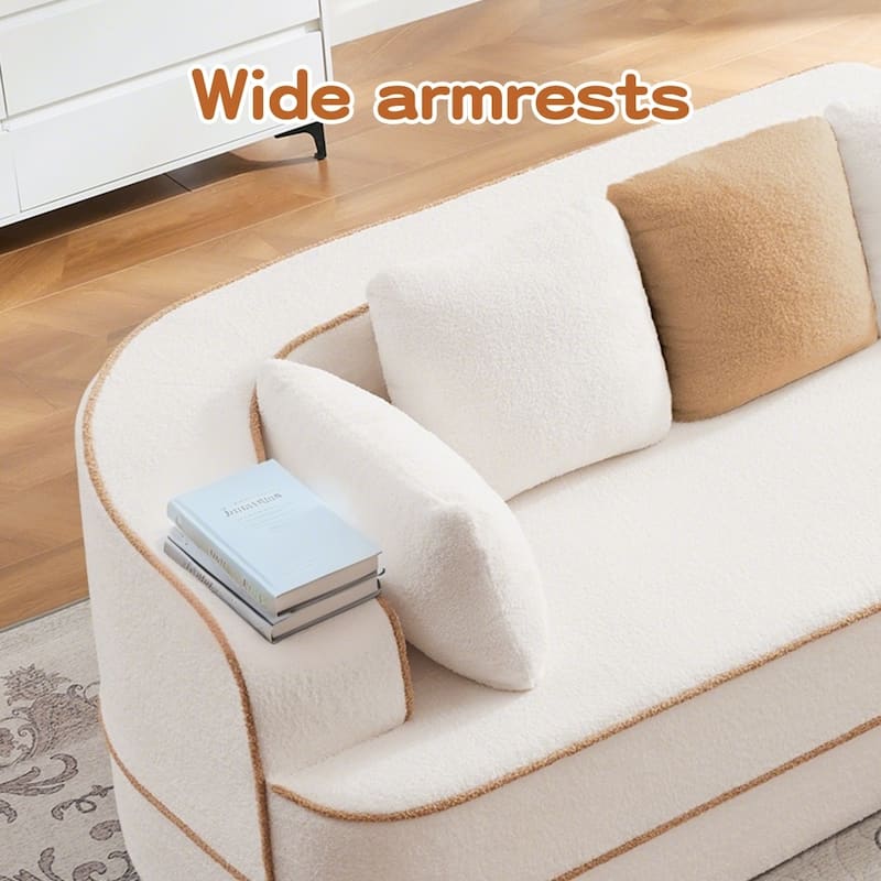 105.9" Modular L-shaped Teddy Velvet Sectional Sofa with Chaise and Curved Armrest