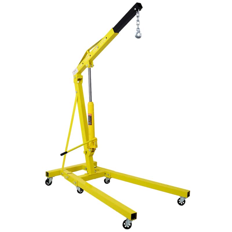2 Ton Folding Engine Hoist Lift with 6 Caster Wheels - Yellow