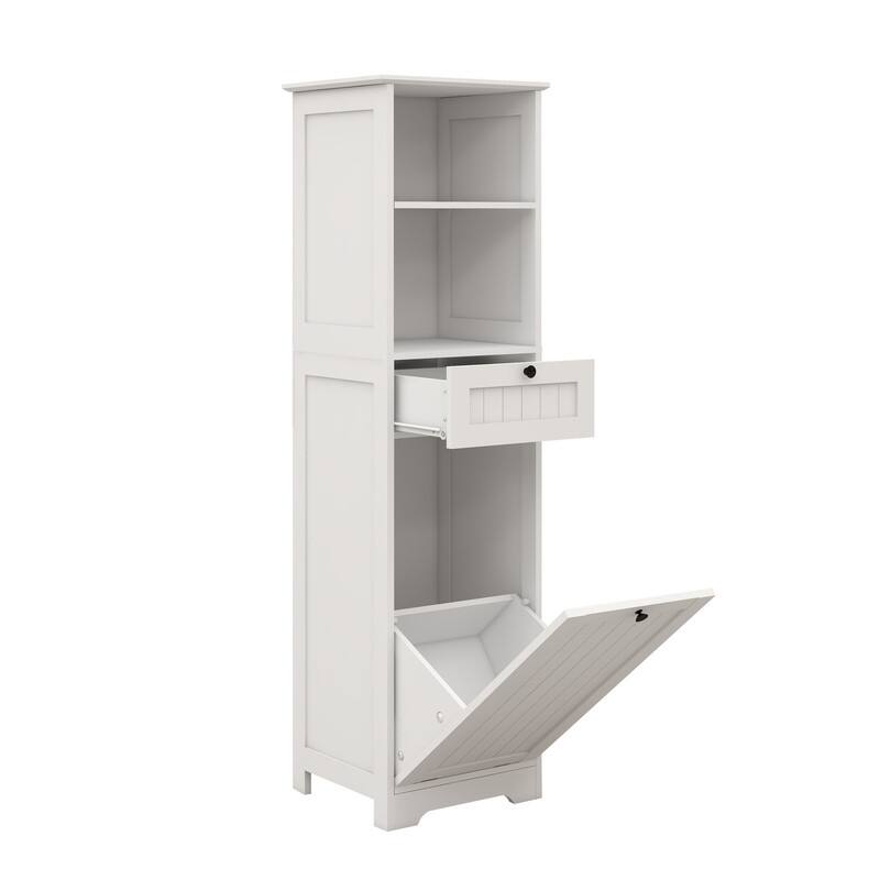 Modern One-Compartment One-Drawer Tilt-Out Laundry Sorter Cabinet - White