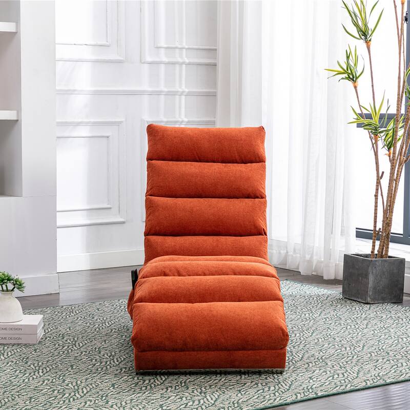 Luxury Upholstered Chaise Lounge Chair with Vibration for Relaxation, Fixed Back Fabric Leisure Recliner Sofa