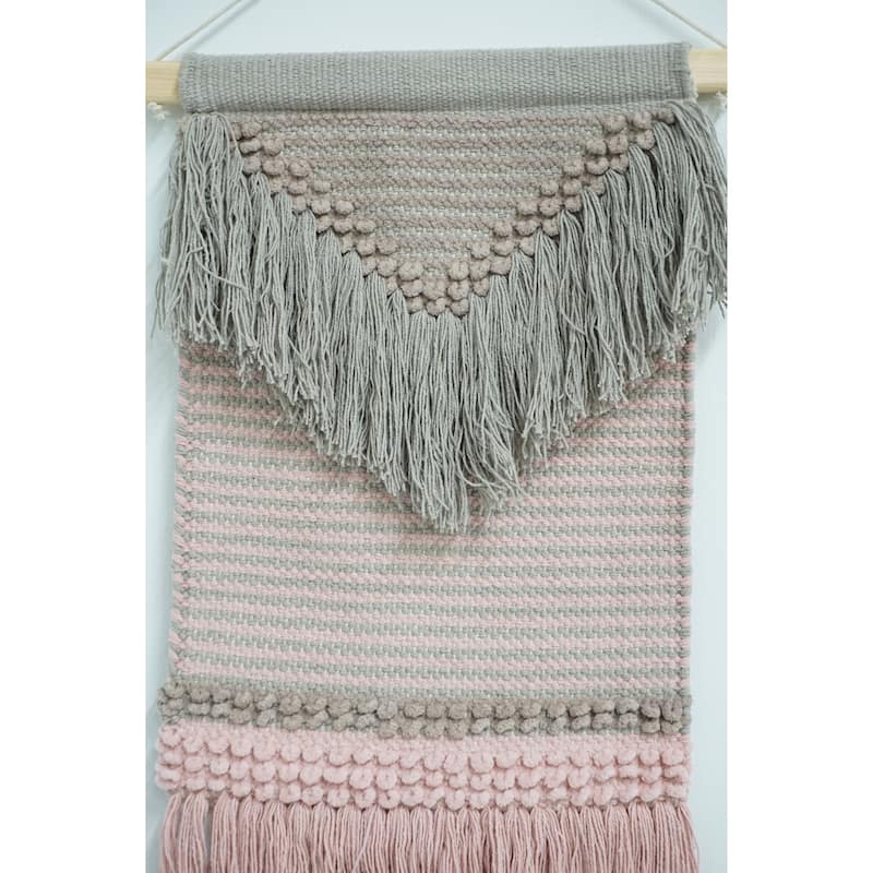 Home&Manor Wool and Cotton Macrame Wall Hanging with Rod Included - Exact Size