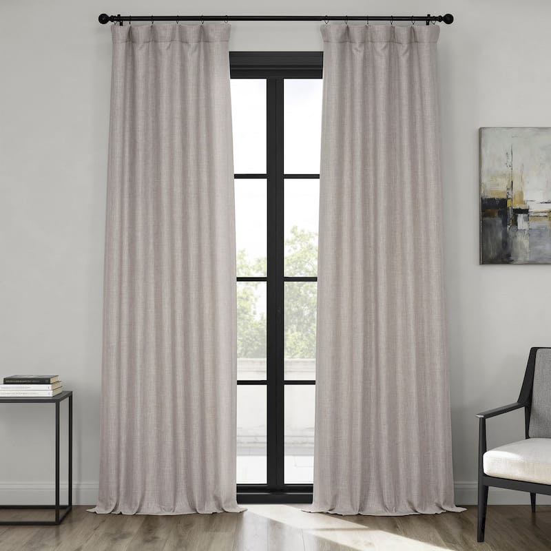 Exclusive Fabrics Textured Faux Linen Room Darkening Curtains for Bedroom & Living Room Curtains (1 Panel) - 50 X 84 - Clay