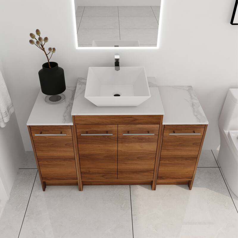 ARTCHIRLY 24/36/48/60 Inch Bathroom Vanity with Sink, Freestanding Bathroom Vanity with Soft Close Door and Shelf